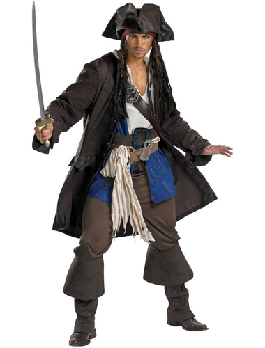 Престижный костюм Капитан Джэк Воробей "Пираты Карибского моря" взрослый