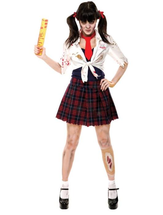 Карнавальный костюм Зомби школьница взрослый