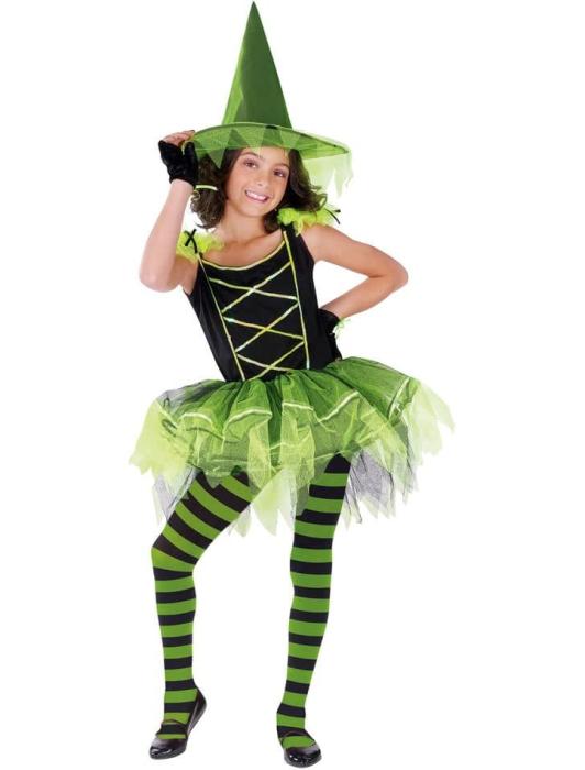 Карнавальный костюм колдуньи зелёный детский