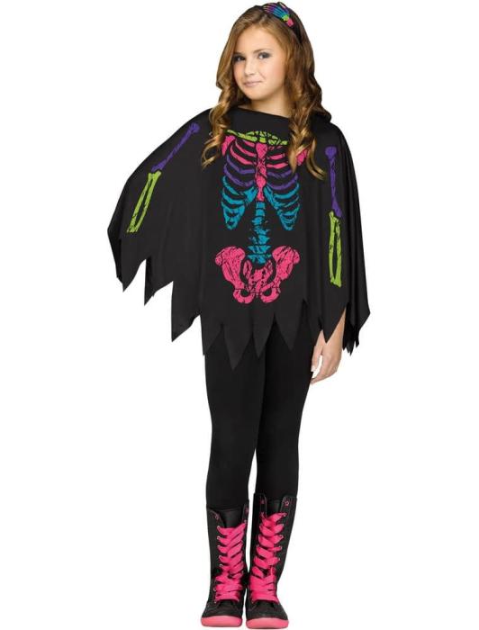 Пончо Цветной Скелет детский