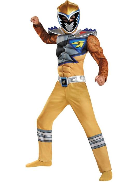 Карнавальный костюм Рейнджера Дино золотой с мускулами детский