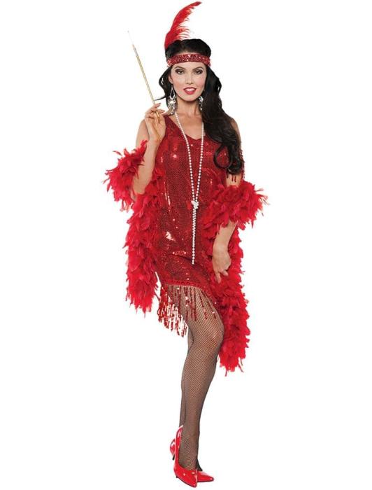Карнавальный костюм Девушка Гэтсби красный взрослый