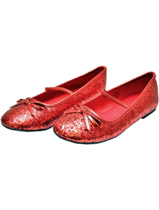 Балетки с блёстками красные