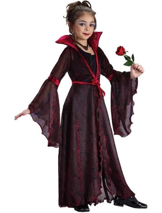 Карнавальный костюм колдуньи с розой детский