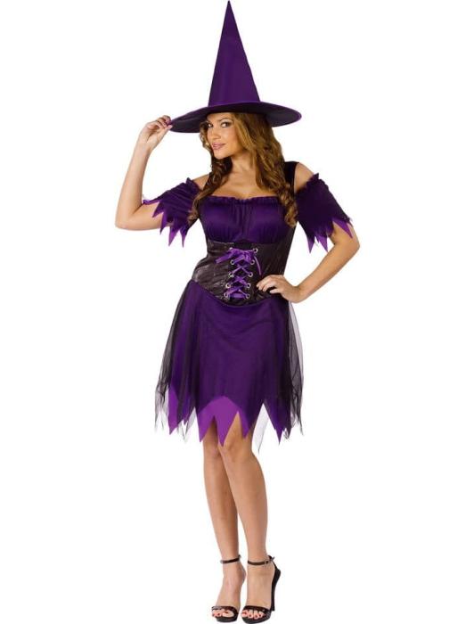 Карнавальный костюм ведьмы фиолетовый взрослый