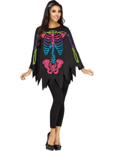 Пончо Цветной Скелет