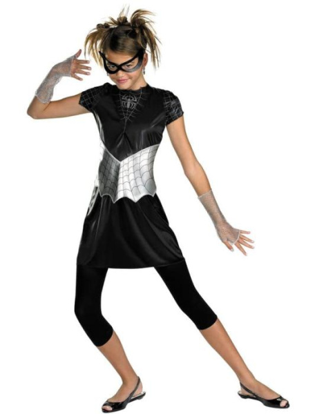 Карнавальный костюм чёрный человек-паук для девочки