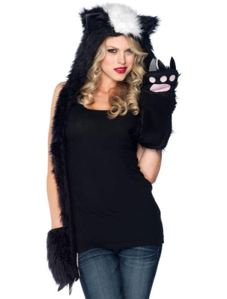 Плюшевый капюшон с шарфом Енот