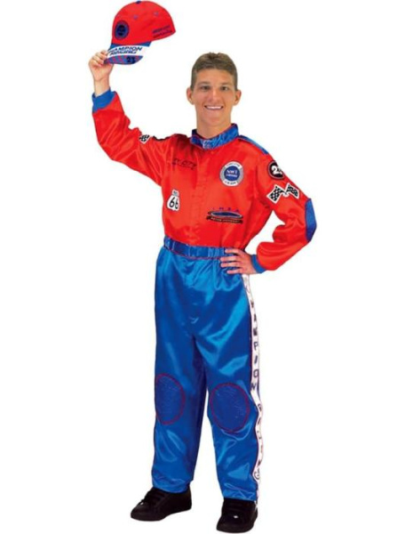 Карнавальный костюм гонщика сине-красный взрослый